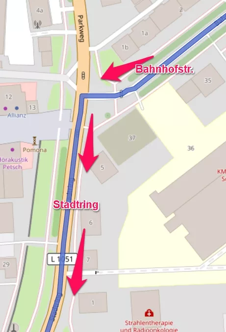 Sömmerda - Weg Bahnhof zum Tierheim am Wasserweg Sömmerda - Weg Bahnhof zum Tierheim am Wasserweg