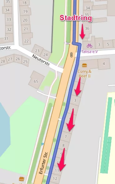 Sömmerda - Weg Bahnhof zum Tierheim am Wasserweg Sömmerda - Weg Bahnhof zum Tierheim am Wasserweg